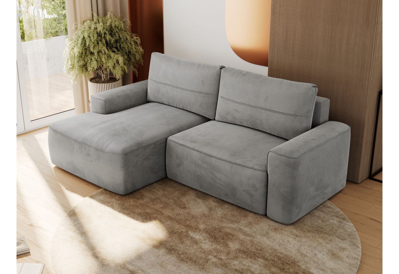 Narożnik BELLUNO L - strona lewa - jasnoszary, welwet