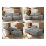 Narożnik BELLUNO L - strona lewa - jasnoszary, welwet