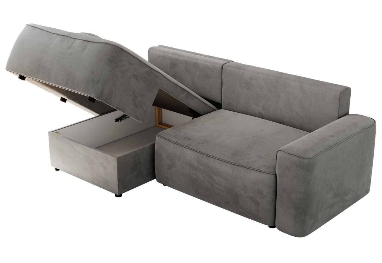 Narożnik BELLUNO L - strona lewa - jasnoszary, welwet