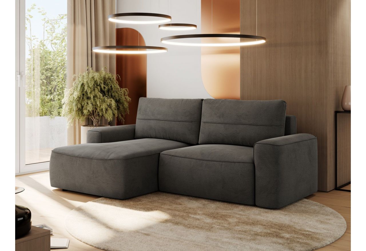 Narożnik BELLUNO L - strona lewa - ciemnoszary, welwet