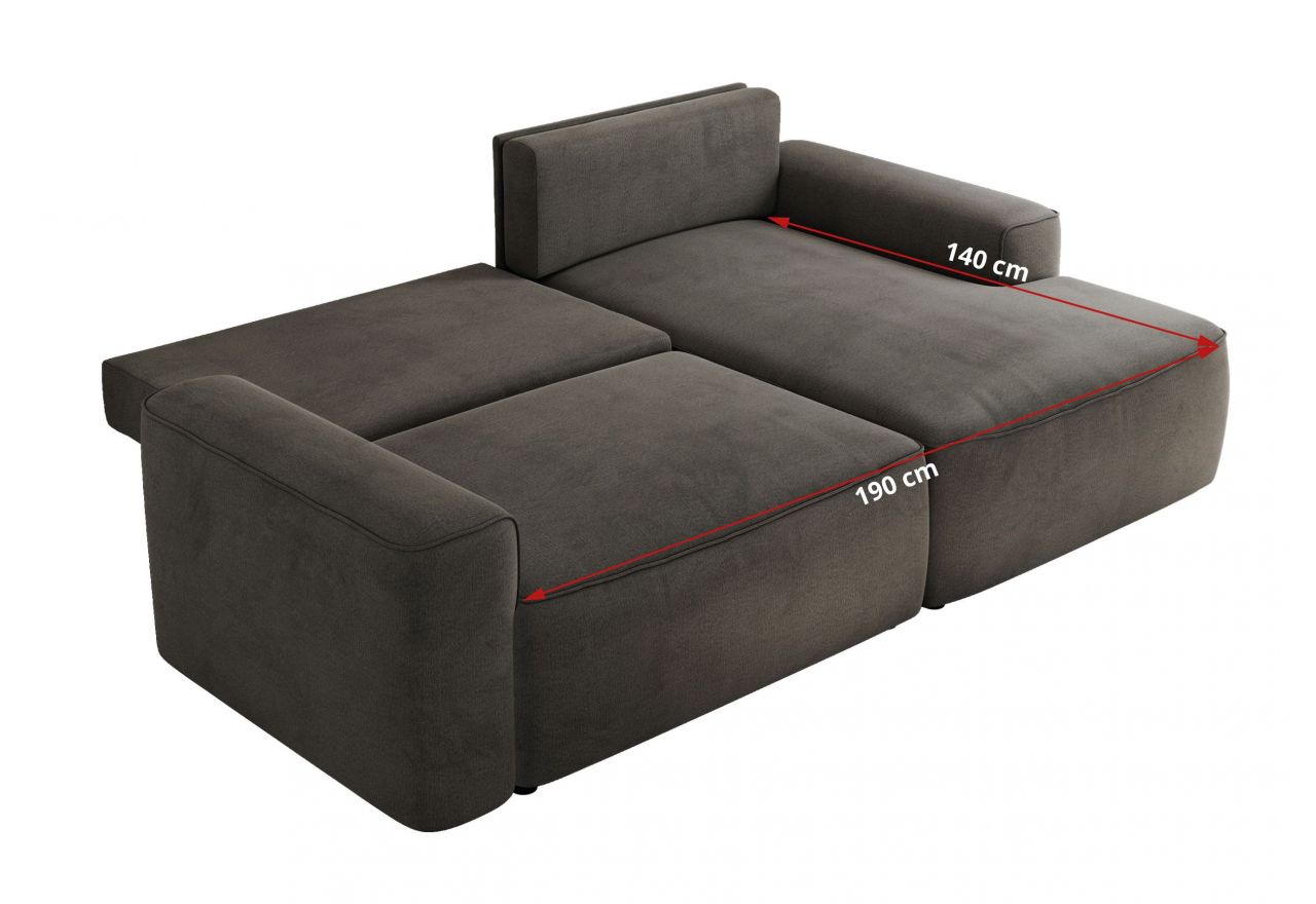 Narożnik BELLUNO L - strona lewa - ciemnoszary, welwet