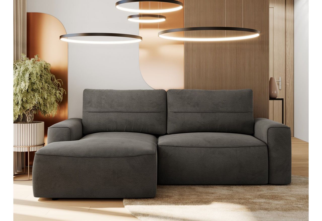 Narożnik BELLUNO L - strona lewa - ciemnoszary, welwet