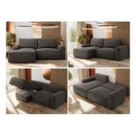 Narożnik BELLUNO L - strona lewa - ciemnoszary, welwet