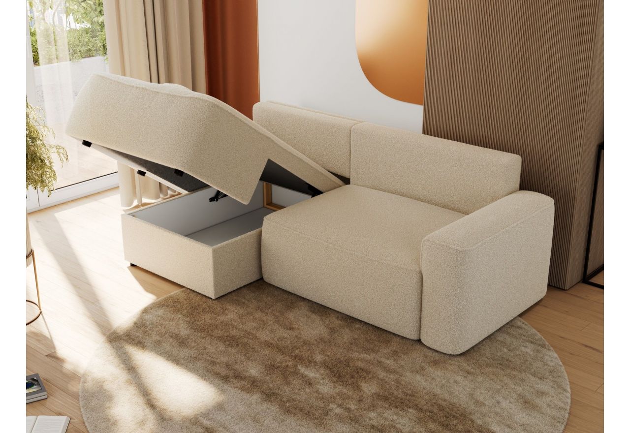 Narożnik BELLUNO L - strona lewa - beżowy, boucle