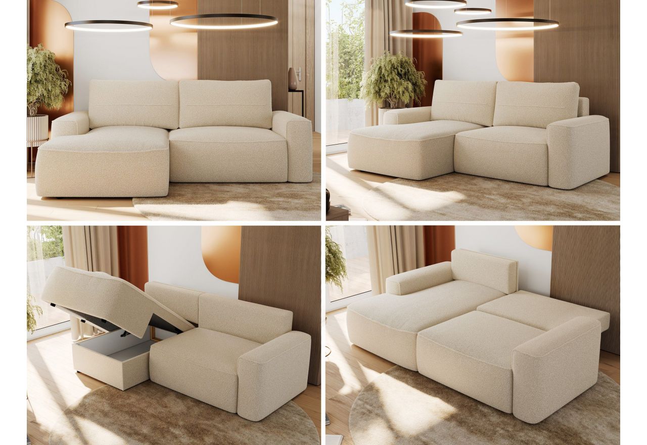 Narożnik BELLUNO L - strona lewa - beżowy, boucle