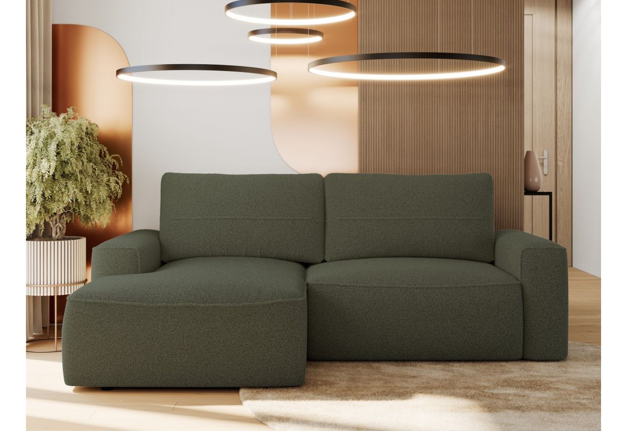 Narożnik BELLUNO L - strona lewa - ciemnozielony, boucle