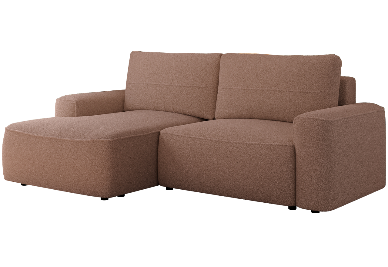 Narożnik BELLUNO L - strona lewa - różowy, boucle