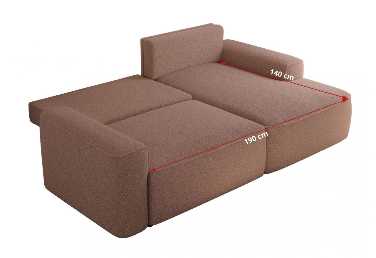 Narożnik BELLUNO L - strona lewa - różowy, boucle