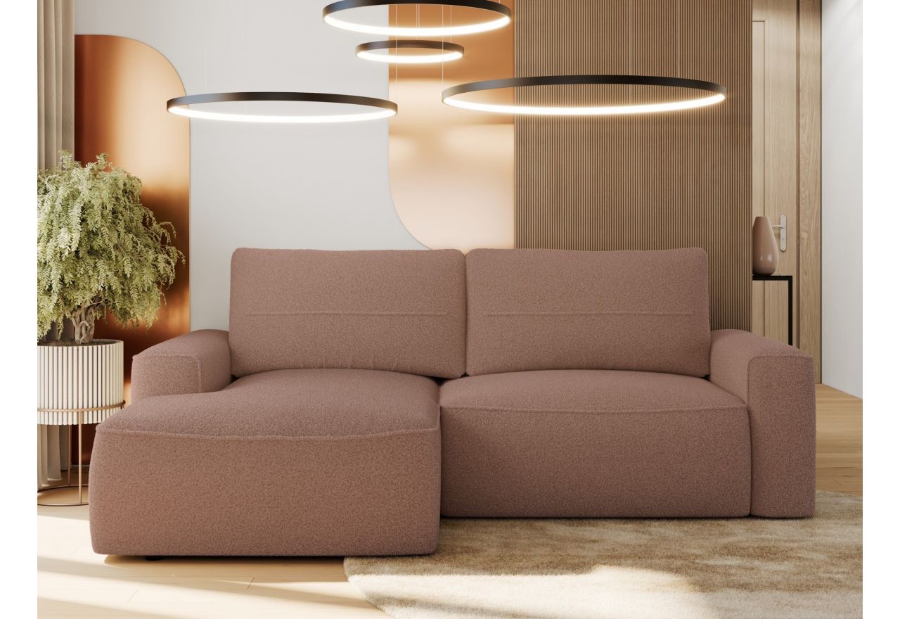 Narożnik BELLUNO L - strona lewa - różowy, boucle