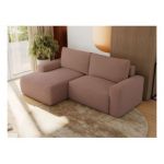 Narożnik BELLUNO L - strona lewa - różowy, boucle