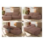 Narożnik BELLUNO L - strona lewa - różowy, boucle