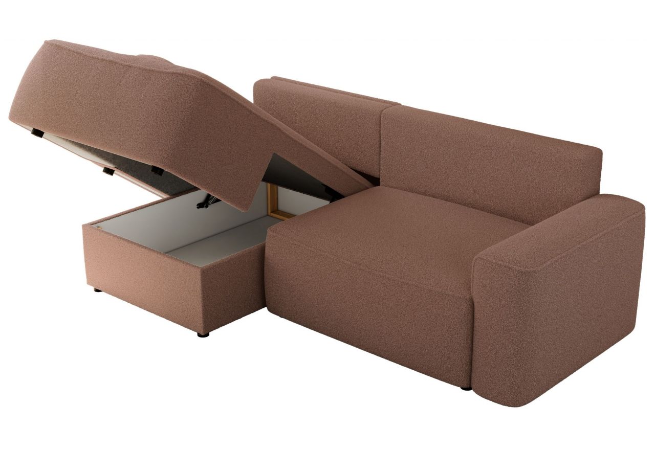 Narożnik BELLUNO L - strona lewa - różowy, boucle