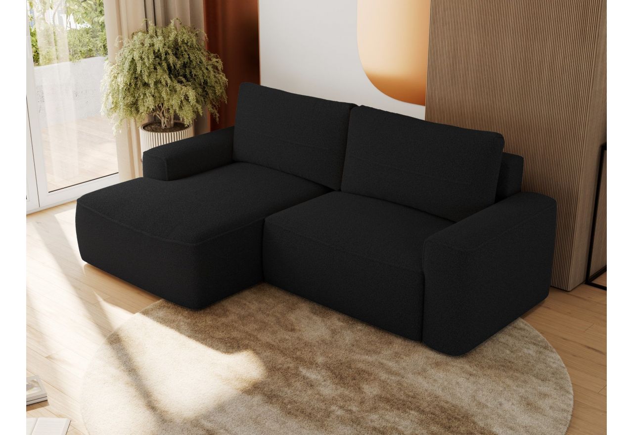 Narożnik BELLUNO L - strona lewa - czarny, boucle