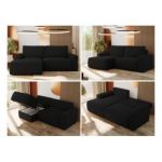 Narożnik BELLUNO L - strona lewa - czarny, boucle