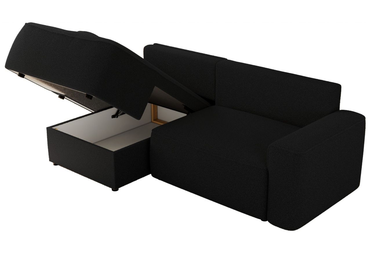 Narożnik BELLUNO L - strona lewa - czarny, boucle