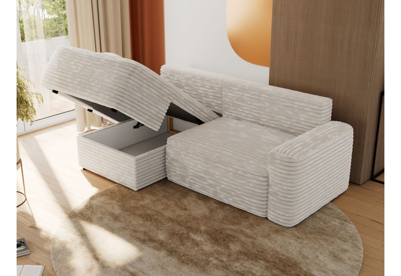 Narożnik BELLUNO L - strona lewa - beżowy, sztruks