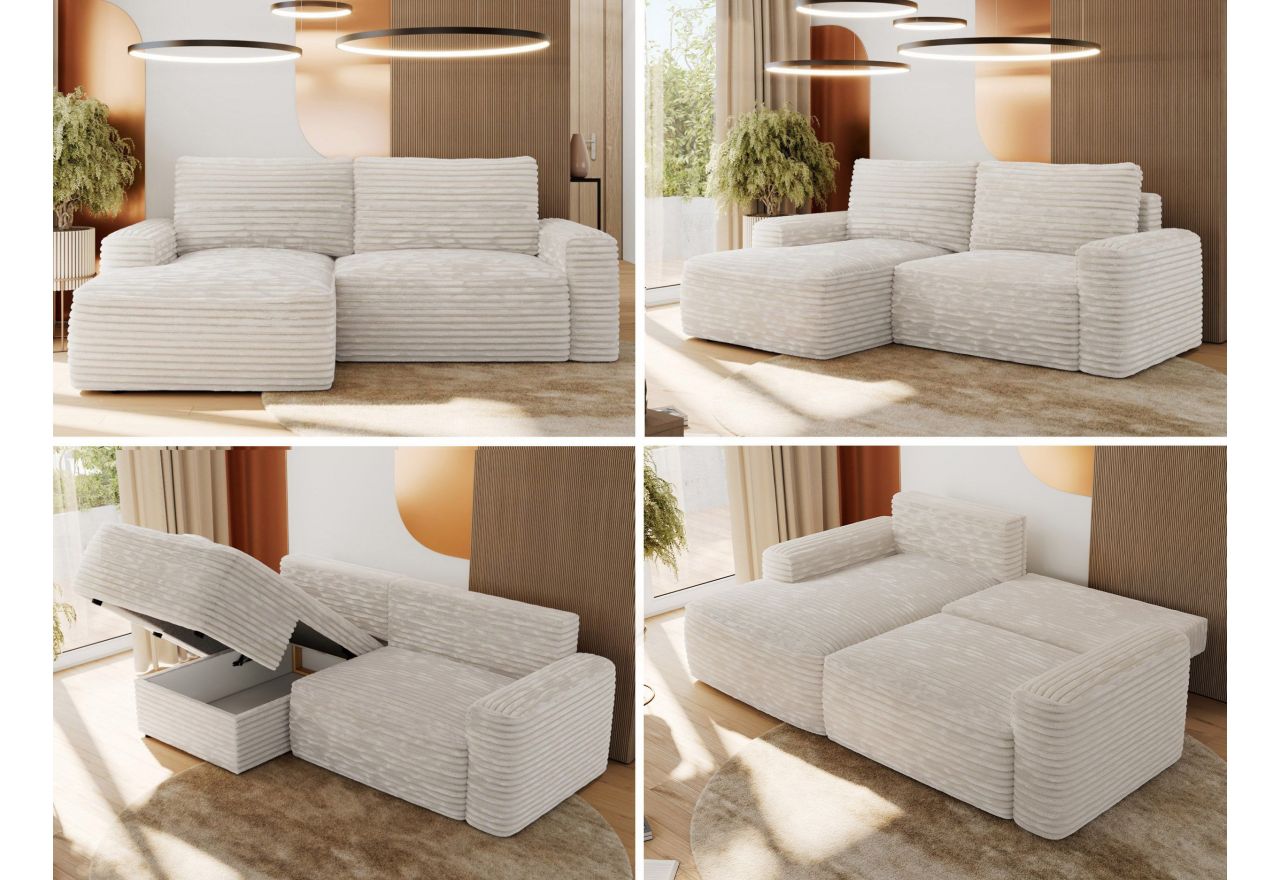 Narożnik BELLUNO L - strona lewa - beżowy, sztruks