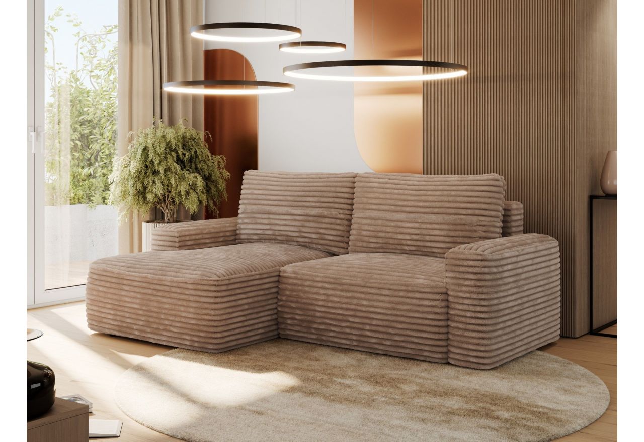 Narożnik BELLUNO L - strona lewa - brązowy, sztruks