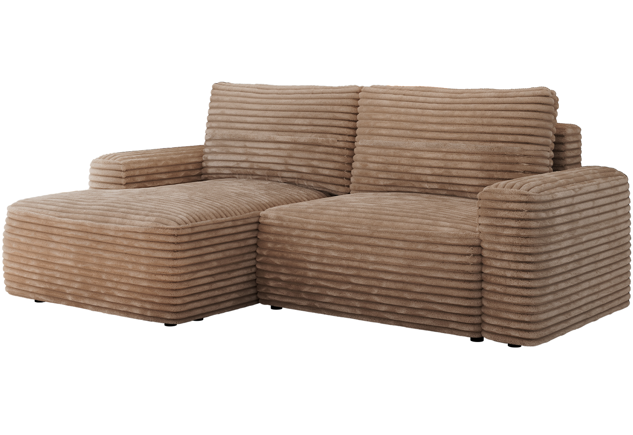 Narożnik BELLUNO L - strona lewa - brązowy, sztruks