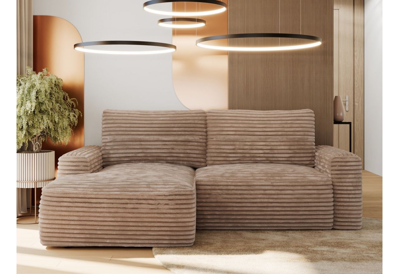 Narożnik BELLUNO L - strona lewa - brązowy, sztruks