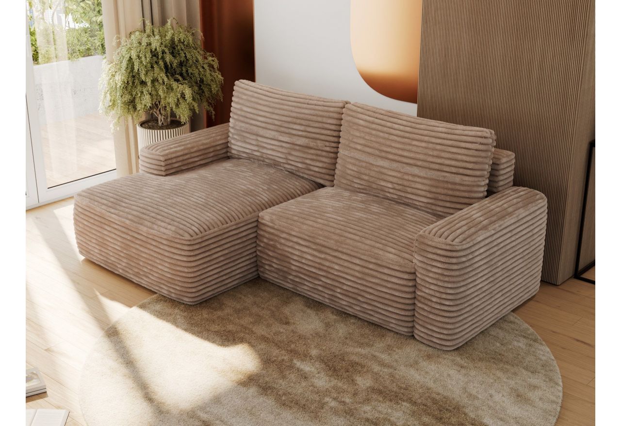 Narożnik BELLUNO L - strona lewa - brązowy, sztruks