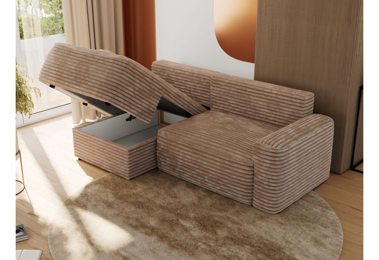 Narożnik BELLUNO L - strona lewa - brązowy, sztruks