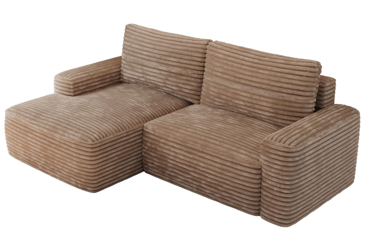 Narożnik BELLUNO L - strona lewa - brązowy, sztruks