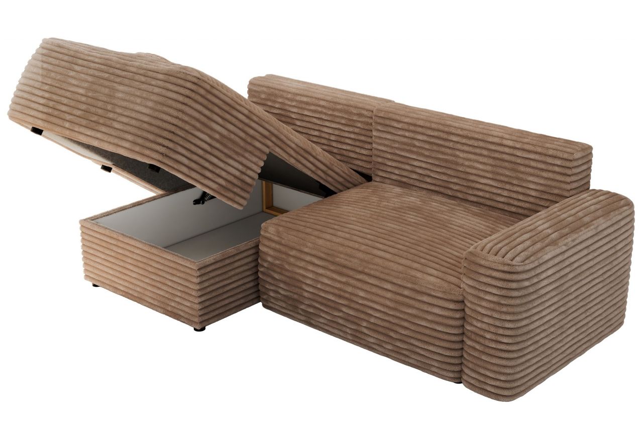 Narożnik BELLUNO L - strona lewa - brązowy, sztruks