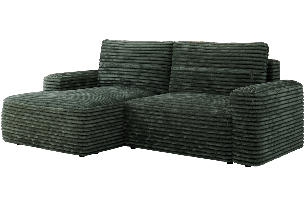 Narożnik BELLUNO L - strona lewa - ciemnozielony, sztruks