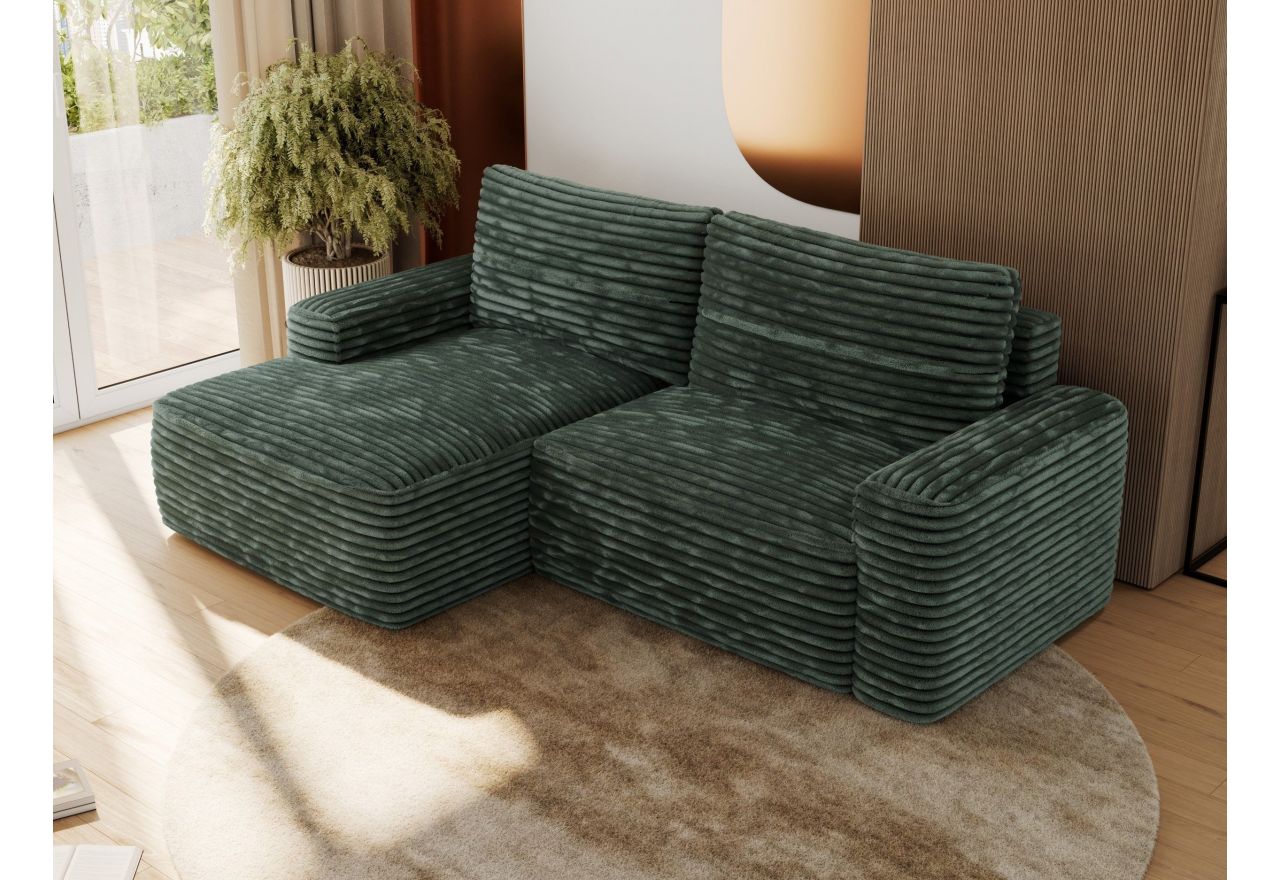 Narożnik BELLUNO L - strona lewa - ciemnozielony, sztruks