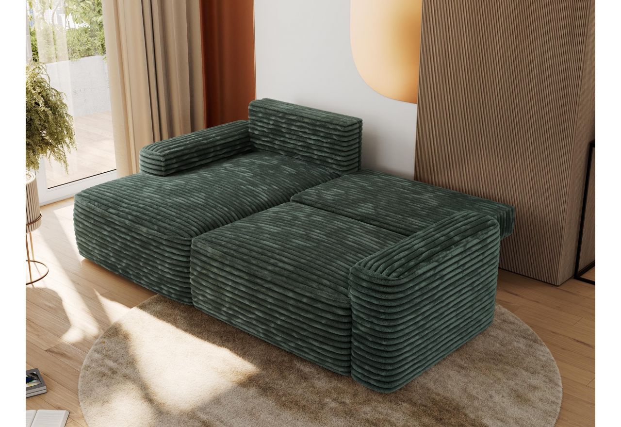 Narożnik BELLUNO L - strona lewa - ciemnozielony, sztruks