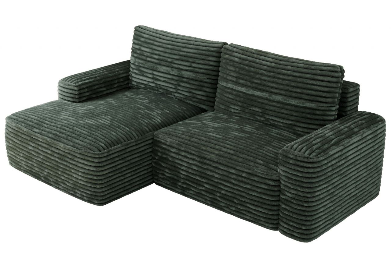 Narożnik BELLUNO L - strona lewa - ciemnozielony, sztruks