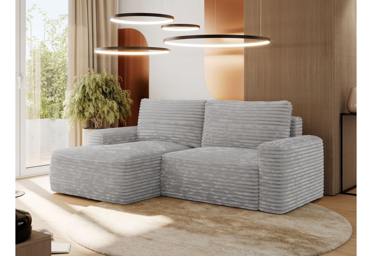 Narożnik BELLUNO L - strona lewa - jasnoszary, sztruks