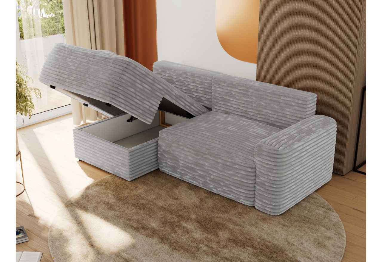 Narożnik BELLUNO L - strona lewa - jasnoszary, sztruks