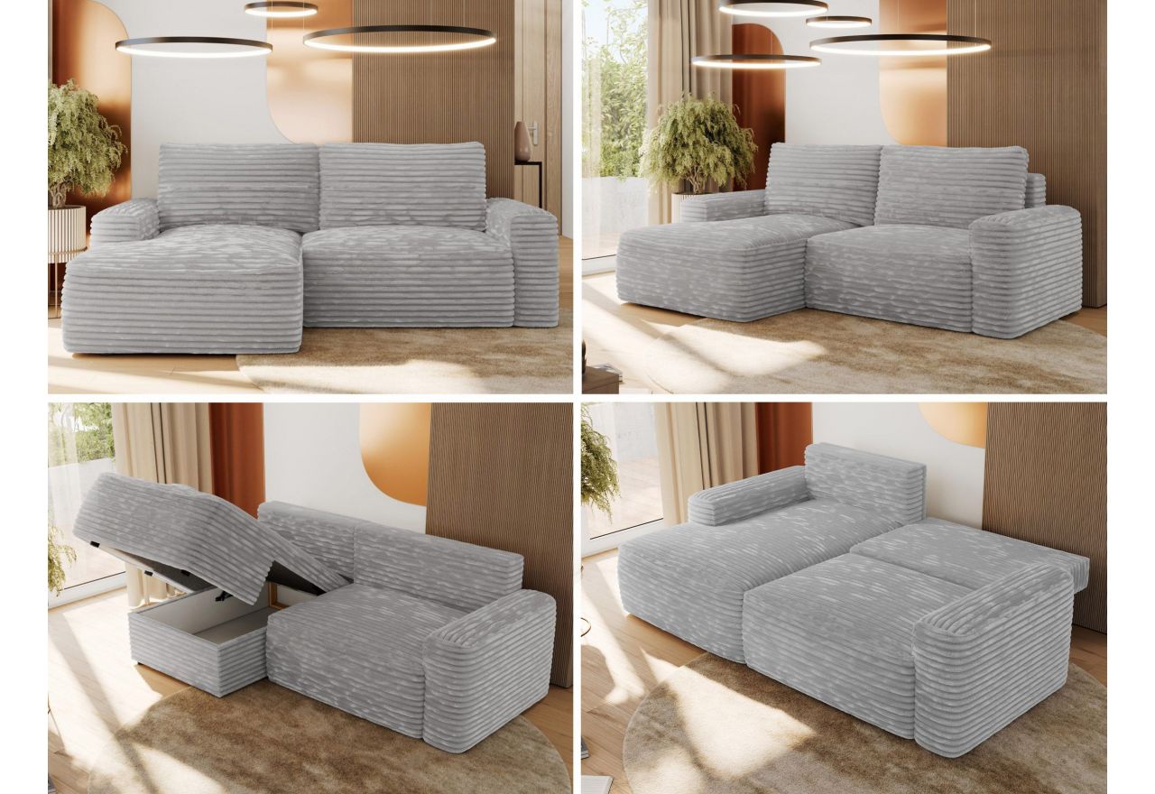 Narożnik BELLUNO L - strona lewa - jasnoszary, sztruks