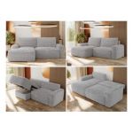 Narożnik BELLUNO L - strona lewa - jasnoszary, sztruks