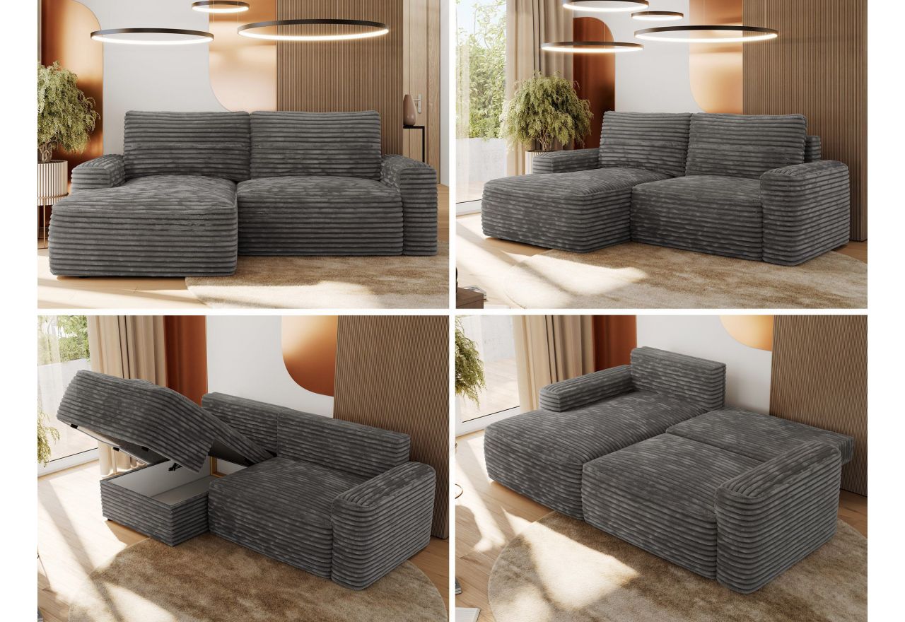 Narożnik BELLUNO L - strona lewa - szary, sztruks