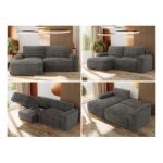 Narożnik BELLUNO L - strona lewa - szary, sztruks