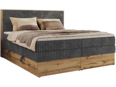 Łóżko kontynentalne WOOD CLASSIC KING 140x200 - Tilia 90 - szary - OUTLET