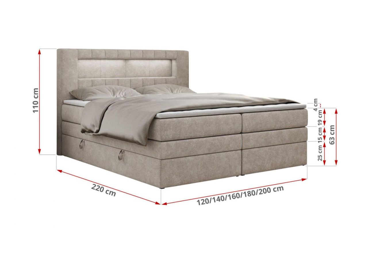 Łóżko kontynentalne GOLD 5 KING 120x200 - Matana 17 - beżowy - OUTLET