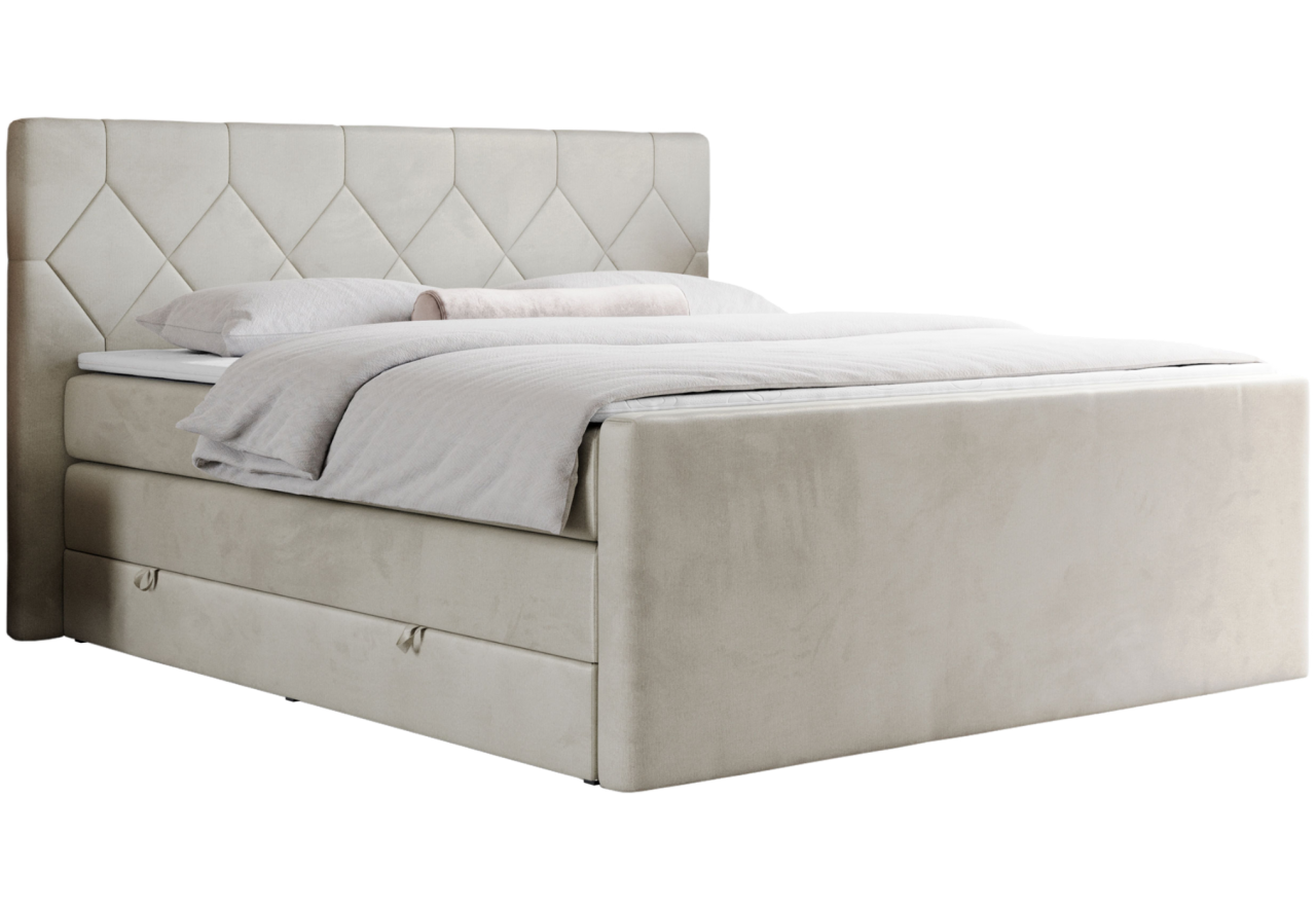 Łóżko kontynentalne KING EIGAR 140x200 - Monolith 02 - beżowy - OUTLET