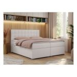 Łóżko kontynentalne CARMEN 180x200 - Soft 17 - biała ekoskóra - OUTLET