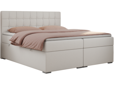 Łóżko kontynentalne CARMEN 180x200 - Soft 17 - biała ekoskóra - OUTLET