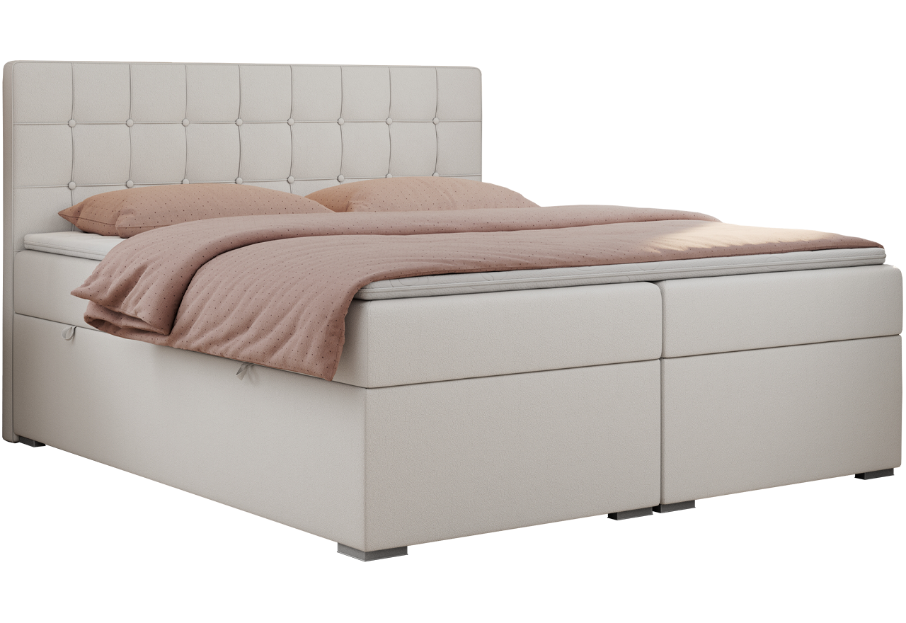 Łóżko kontynentalne CARMEN 180x200 - Soft 17 - biała ekoskóra - OUTLET