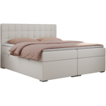 Łóżko kontynentalne CARMEN 180x200 - Soft 17 - biała ekoskóra - OUTLET