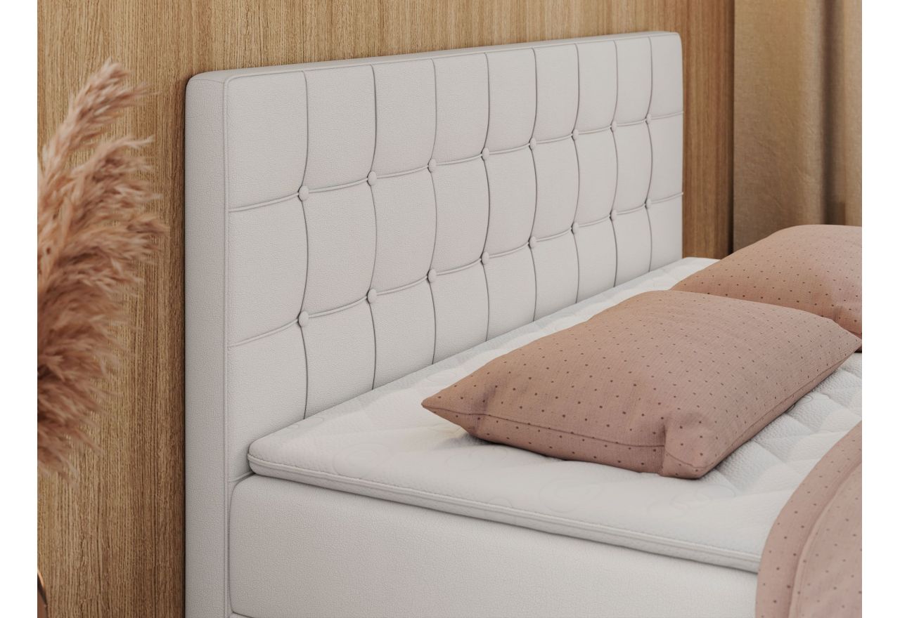 Łóżko kontynentalne CARMEN 180x200 - Soft 17 - biała ekoskóra - OUTLET