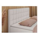 Łóżko kontynentalne CARMEN 180x200 - Soft 17 - biała ekoskóra - OUTLET