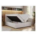 Łóżko kontynentalne CARMEN 180x200 - Soft 17 - biała ekoskóra - OUTLET