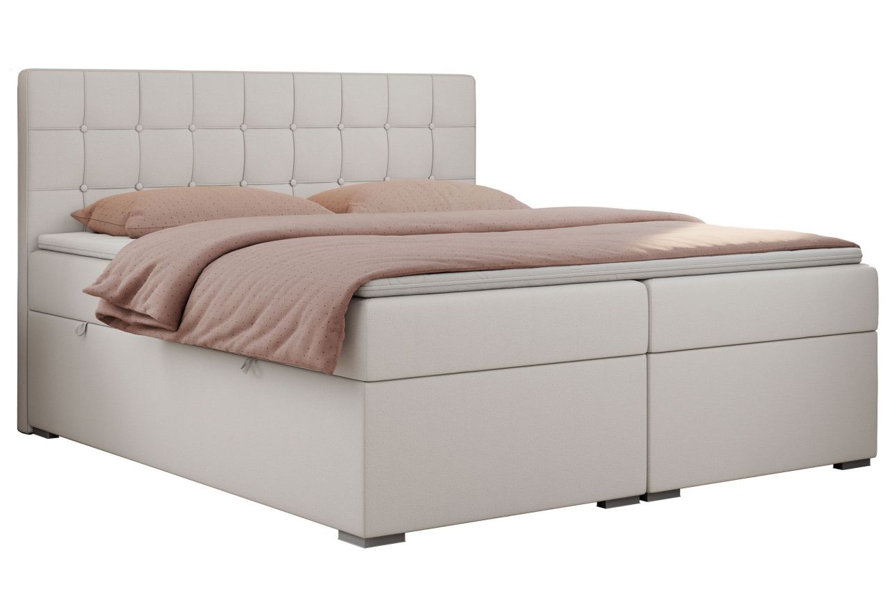 Łóżko kontynentalne CARMEN 180x200 - Soft 17 - biała ekoskóra - OUTLET