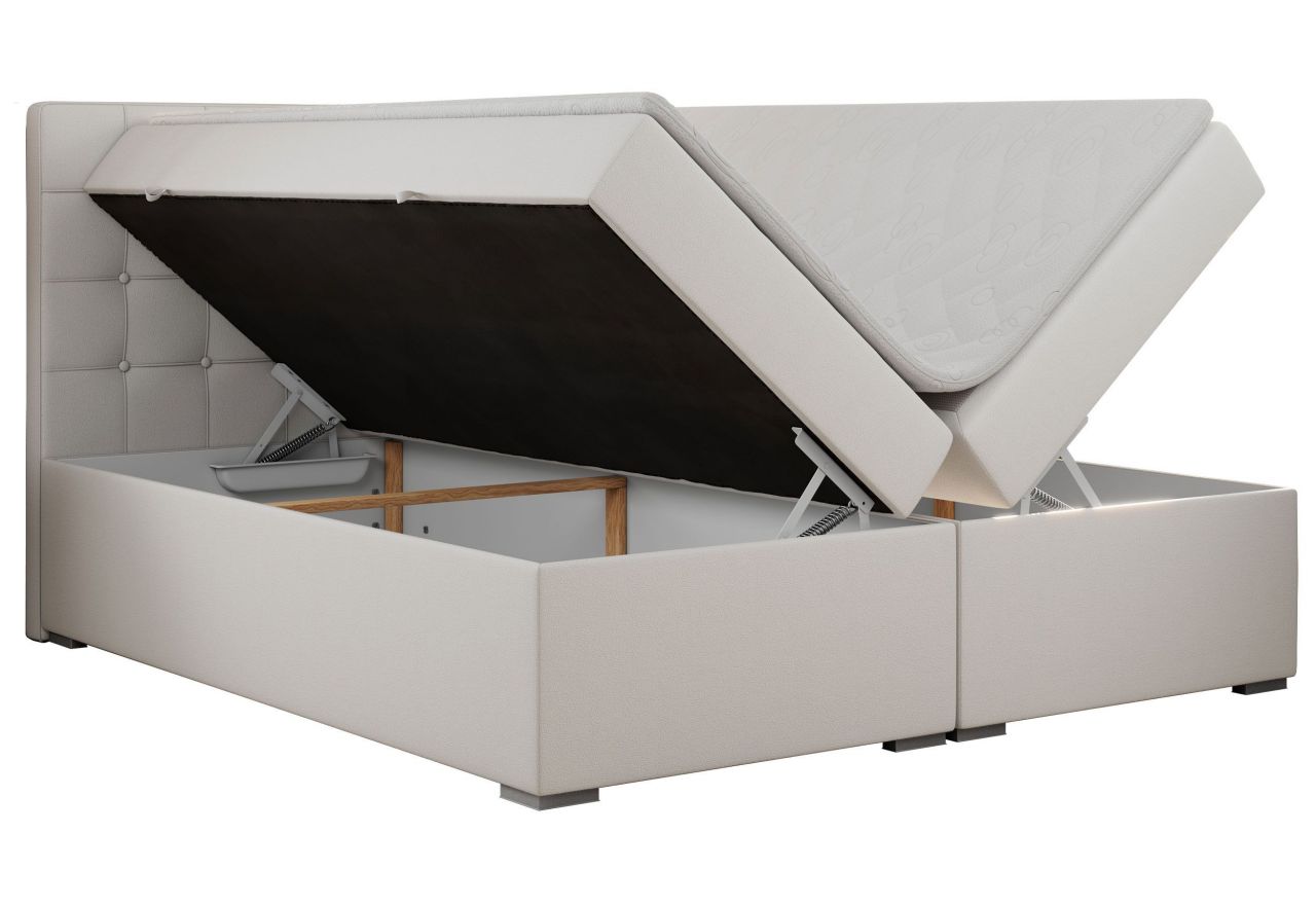 Łóżko kontynentalne CARMEN 180x200 - Soft 17 - biała ekoskóra - OUTLET